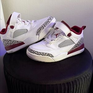 Jordan Kids White and Burgundy Sneakers